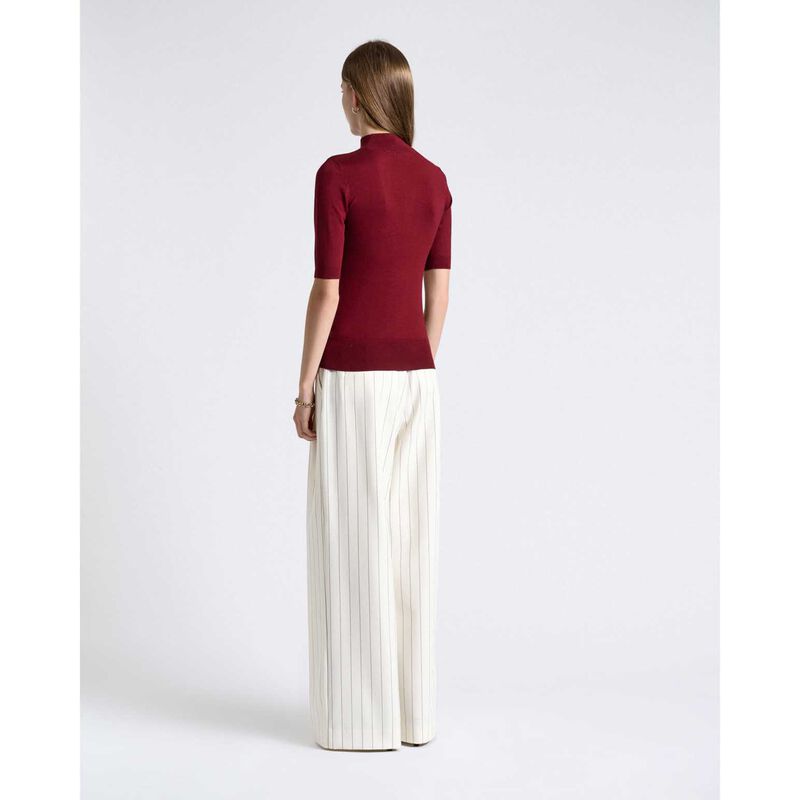 Cue Maroon Elbow Sleeve Funnel Neck Knit image number 1